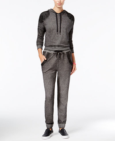 Material Girl Active Juniors' Lace-Trim Hoodie & Sweatpants, Only at Macy's