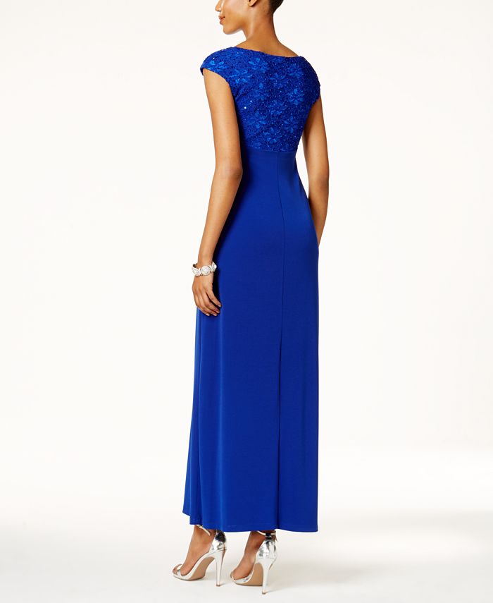 connected sequin lace gown