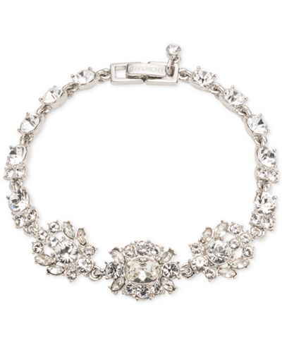 Givenchy Silver-Tone Crystal Cluster Link Bracelet