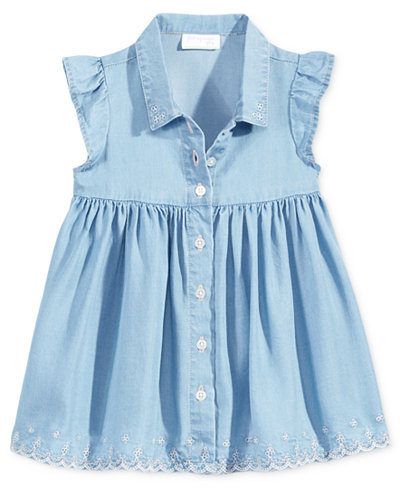First Impressions Flutter-Sleeve Denim Dress, Baby Girls (0-24 months), Only at Macy's