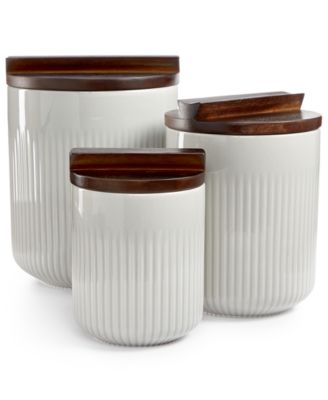 Hotel Collection - Set of 3 Canisters with Wooden Lids
