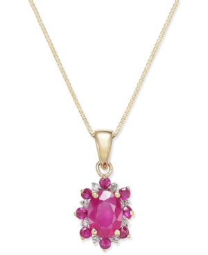 image of Ruby (1-1/4 ct. t.w.) and Diamond Accent Pendant Necklace in 14k Gold