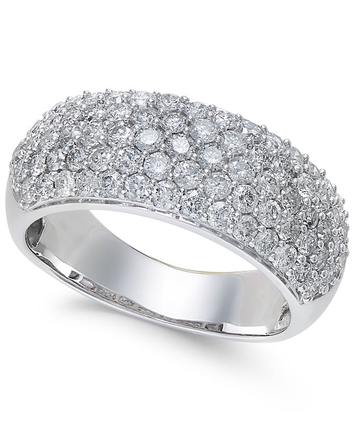 Macy's Diamond Wide Pavé Band (1-1/2 ct. t.w.) in 14k Gold or White ...