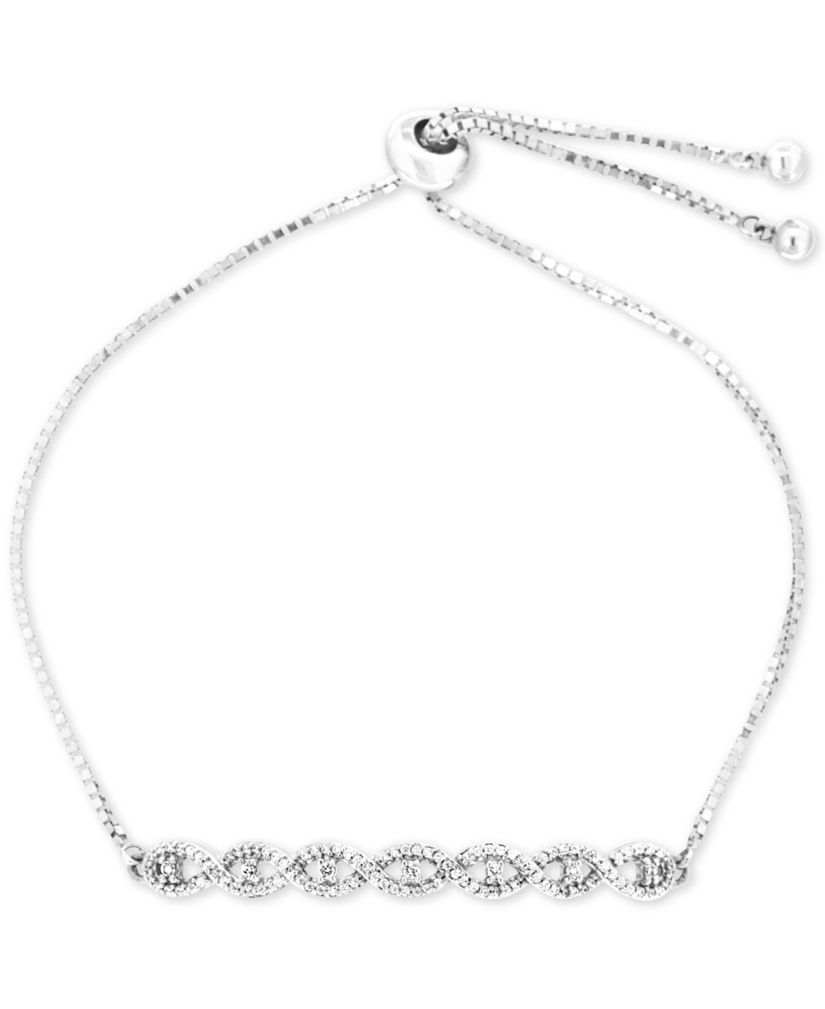 Diamond Twist Bolo Bracelet (1/4 ct. t.w.) in Sterling Silver, Created for Macy's - Silver