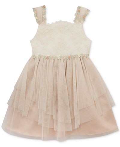 Rare Editions Lace Floral-Trim Ballerina Dress, Toddler & Little Girls (2T-6X)