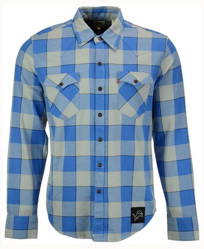 Levi S Men S Detroit Lions Plaid Barstow Western Shirt Reviews Sports Fan Shop By Lids Men Macy S