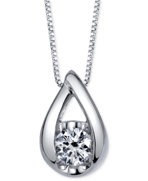 image of Sirena Diamond Teardrop Pendant Necklace (1/5 ct. t.w.) in 14k White Gold or Rose Gold