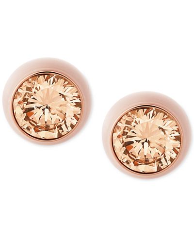 Michael Kors Rose Gold-Tone Faceted Stone Stud Earrings
