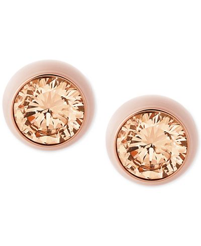 Michael Kors Rose Gold-Tone Faceted Stone Stud Earrings