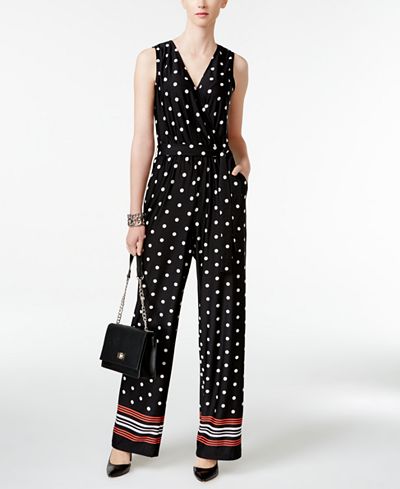 NY Collection Petite Mixed-Print Jumpsuit - Pants & Capris ...