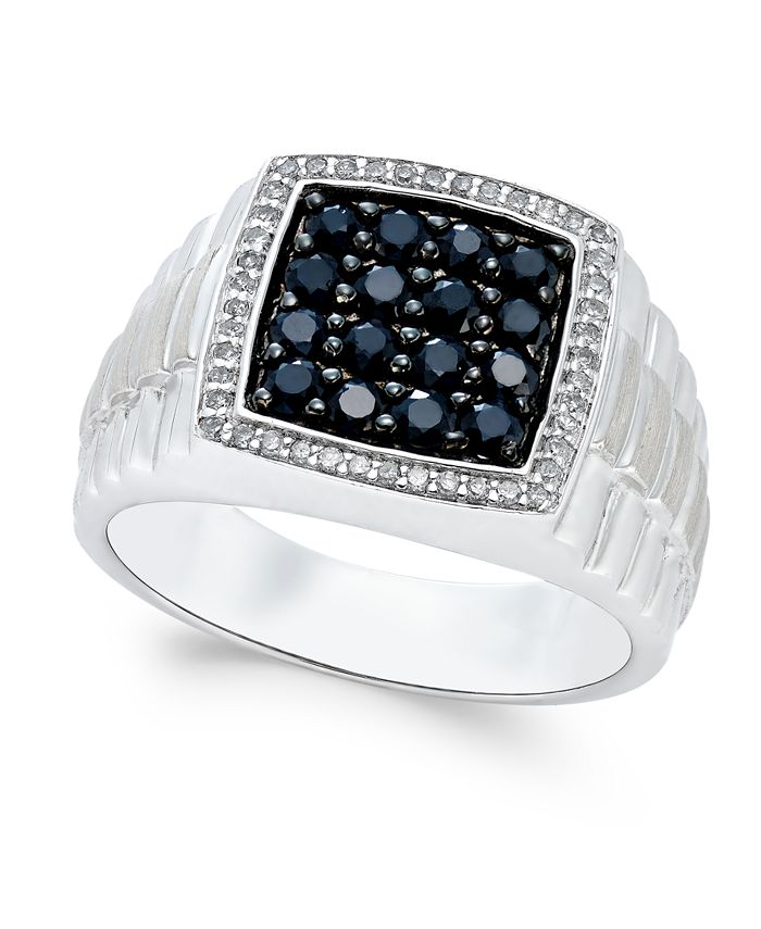 Macy's Men's Black Sapphire (1 ct. t.w.) and White Sapphire (1/5 ct. t ...