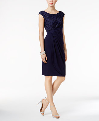 Connected Glitter Stripe Faux-Wrap Dress - Dresses - Women - Macy's