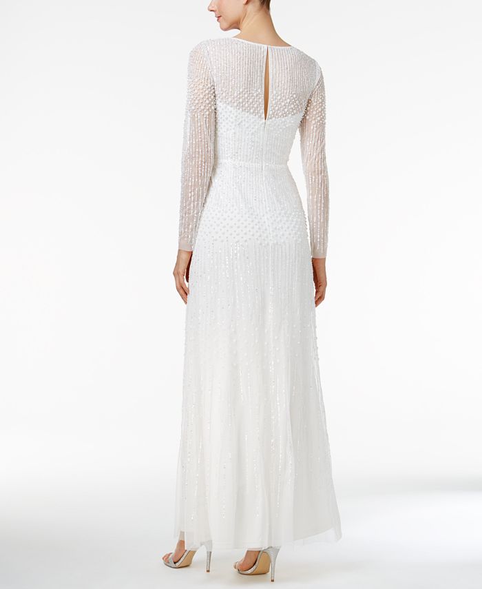 Adrianna Papell Beaded Illusion Sweetheart Gown - Macy's
