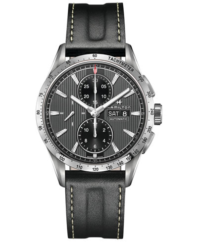 Hamilton Men's Swiss Broadway Black Leather Strap Watch 43mm H43516731