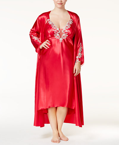 Flora by Flora Nikrooz Plus Size Satin Stella Gown and Robe Separates