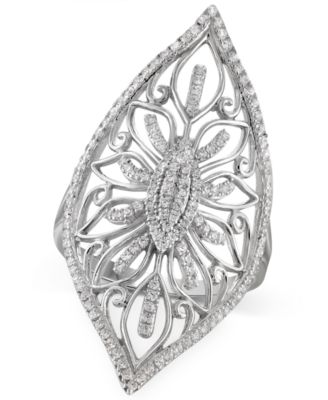 Diamond Filigree Ring (1/3 ct. t.w.) in Sterling Silver - Macy's