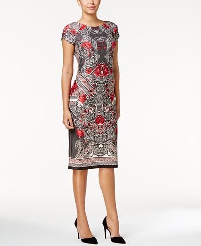 ECI Printed Scuba Sheath Dress