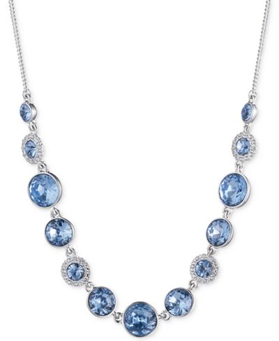 Givenchy Silver-Tone Blue Crystal Collar Necklace
