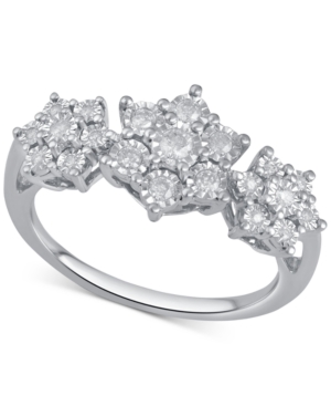 image of Diamond Triple Cluster Ring (1/4 ct. t.w.) in Sterling Silver