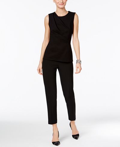 Anne Klein Asymmetrical Pleated Top & Skinny Pants