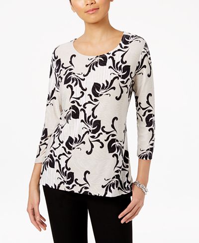 JM Collection Printed Jacquard Top, Only at Macy's