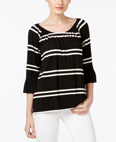 INC International Concepts Striped Peasant Top, Only at Macy's