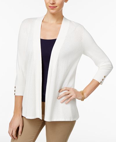 Charter Club Honeycomb-Stitch Open-Front Cardigan, Only at Macy's