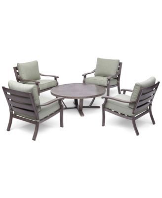 Tara Aluminum Outdoor 5-Pc. Seating Set (48" Round Table & 4 Club Chairs) with Sunbrella&reg; Cushions, Created for Macy's