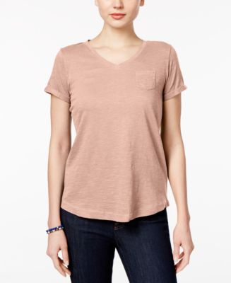 売れ筋商品|||スタイルアンドコー カットソー トップス レディース Petite Dyed Geo Perfect V-Neck Tee, Exclusively at Macy's Industrial Blue Combo Port & Co Women's Core Cotton V-Neck Tee | Product | Port