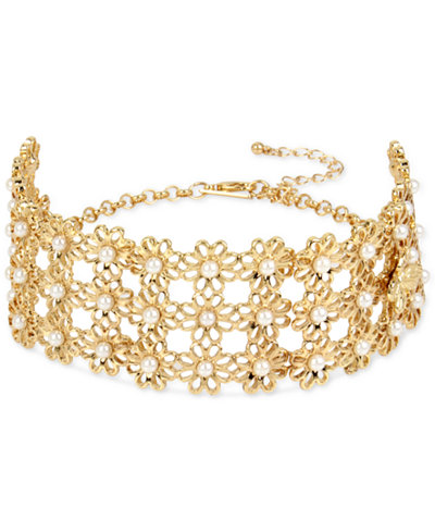 M. Haskell for INC International Concepts Gold-Tone Imitation Pearl Daisy Choker Necklace, Only at Macy's
