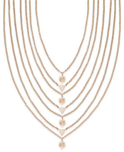INC International Concepts Rose Gold-Tone Pink Stone Multi-Row Necklace, Only at Macy's