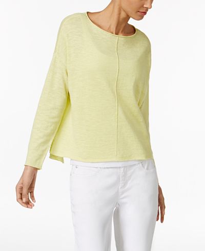 Eileen Fisher Linen-Cotton Slub-Knit Sweater