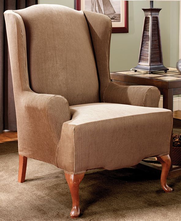 Sure Fit Stretch Stripe Wing Chair Slipcover & Reviews Slipcovers