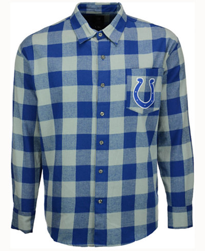 Forever Collectibles Men's Indianapolis Colts Large Check Flannel Button Down Shirt