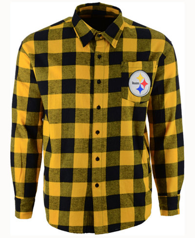 Forever Collectibles Men's Pittsburgh Steelers Large Check Flannel Button Down Shirt