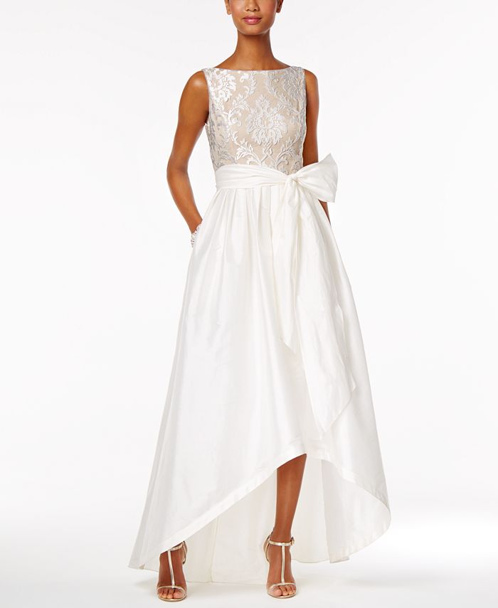 Adrianna Papell Embroidered Taffeta High-Low Gown - Macy's