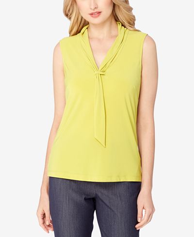 Tahari ASL Tie-Neck Top