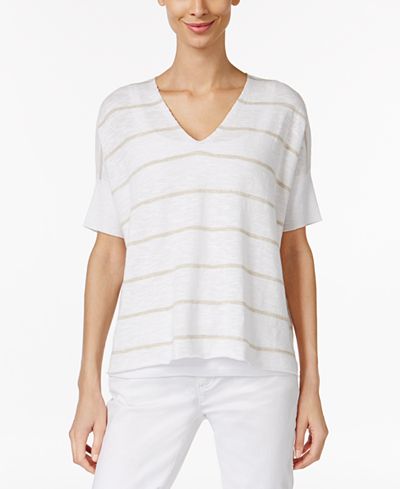 Eileen Fisher Organic Linen-Cotton Striped Sweater