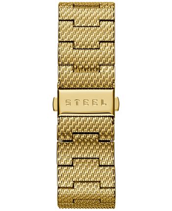 GUESS Men s Gold Tone Stainless Steel Mesh Bracelet Watch 43mm