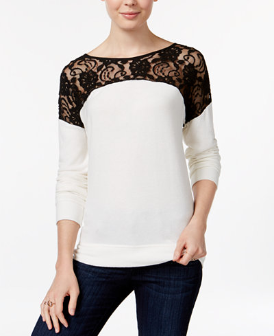 Maison Jules Lace-Contrast Top, Only at Macy's