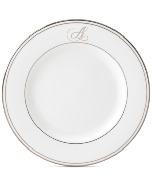 Lenox Federal Platinum Monogram Salad Plate Script Letters