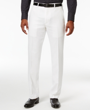 SEAN JOHN MEN'S CLASSIC-FIT WHITE LINEN DRESS PANTS