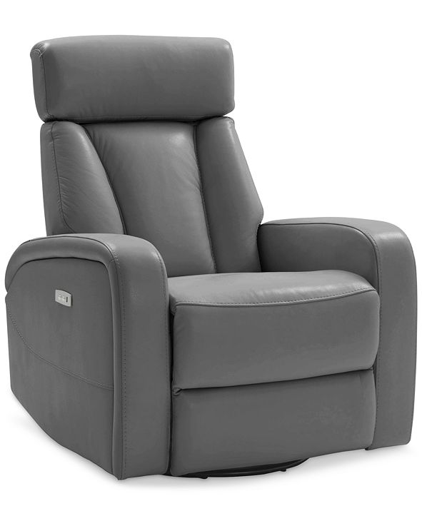 Furniture Dasia Leather Swivel Rocker Power Recliner with ...