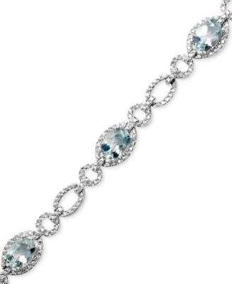 Macy's - Sterling Silver Bracelet, Aquamarine (5 ct. t.w.) and Diamond Accent
