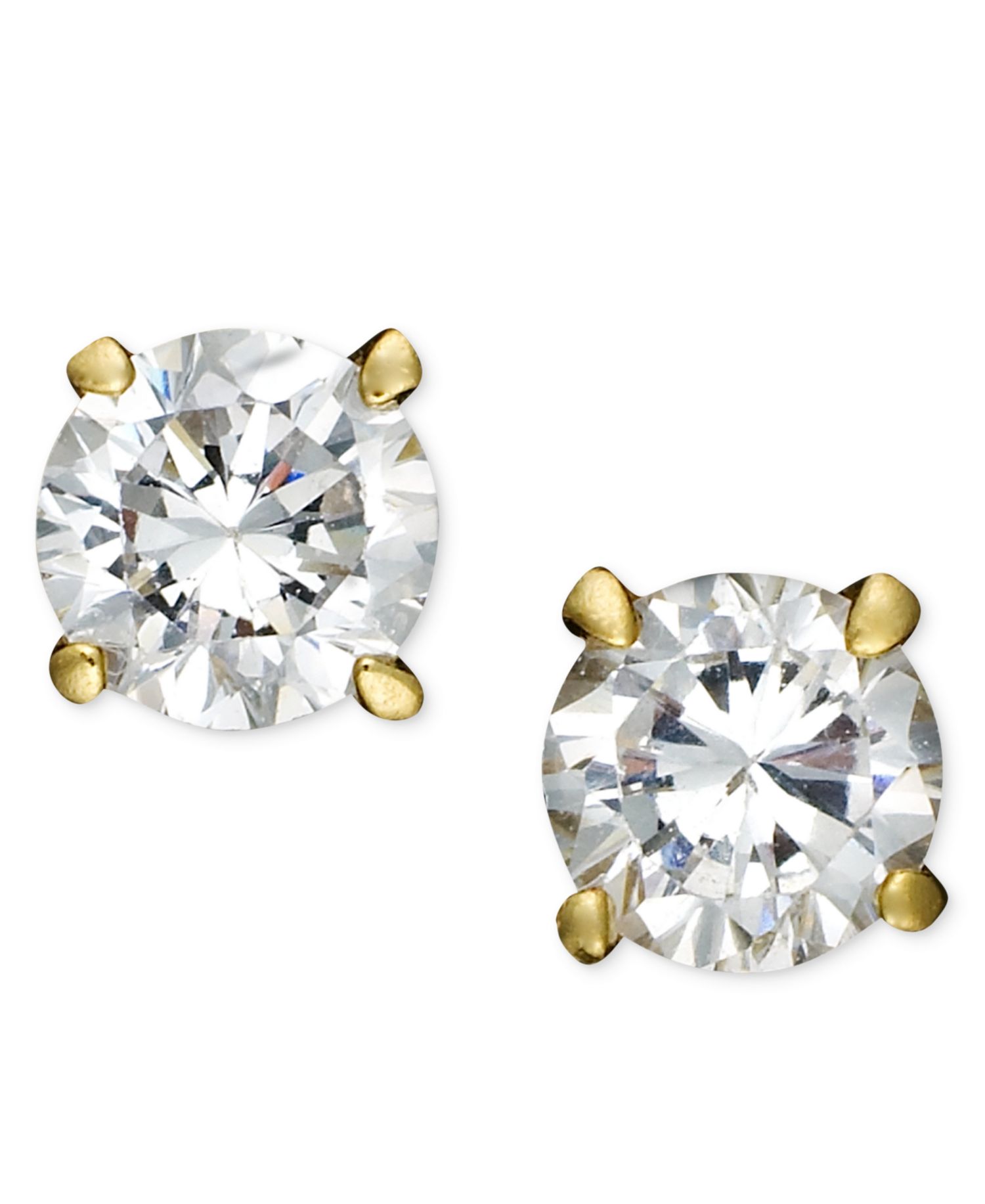 18k Gold over Sterling Silver Cubic Zirconia Stud Earrings (1 ct. t.w.)