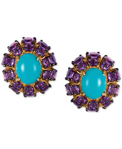 Le Vian® Robin's Egg Turquoise™ (3-7/8 ct. t.w.) and Grape Amethyst™ (6-5/8 ct. t.w.) Stud Earrings in 14k Gold