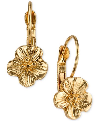 2028 Gold-Tone Flower Drop Earrings