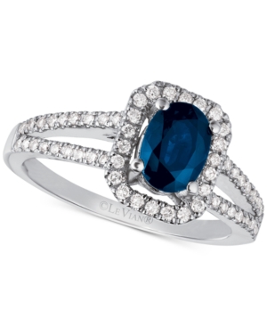 image of Le Vian Blueberry Sapphire (3/4 ct. t.w.) & Diamond (1/3 ct. t.w.) Ring in 14k White Gold