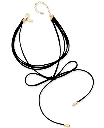 INC International Concepts Gold-Tone Imitation Suede Tie Choker Necklace, Only at Macy's