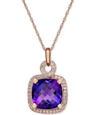 image of Amethyst (6-7/8 ct. t.w.) and Diamond (1/3 ct. t.w.) Pendant Necklace in 14k Rose Gold